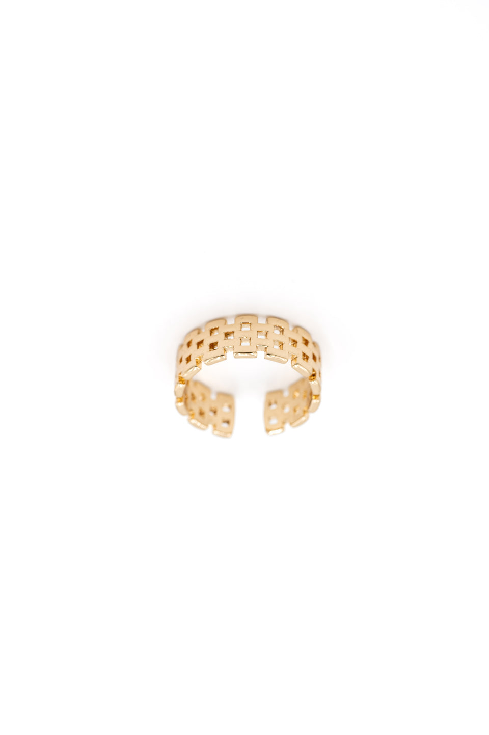 Square Pattern Gold Adjustable Ring