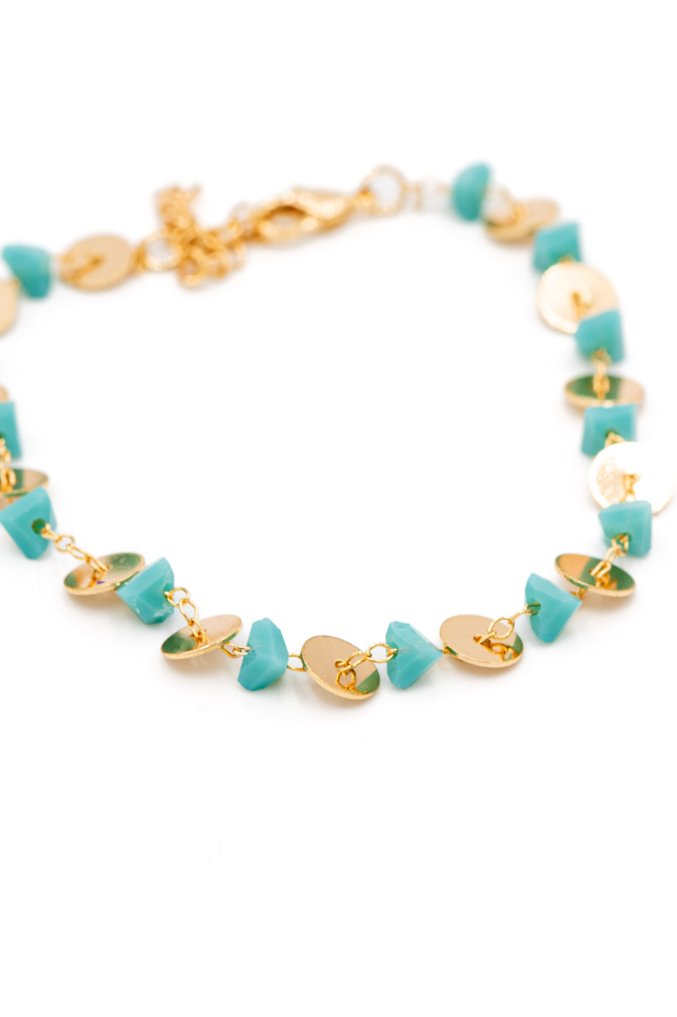 Gold and Turquoise Linked Bracelet