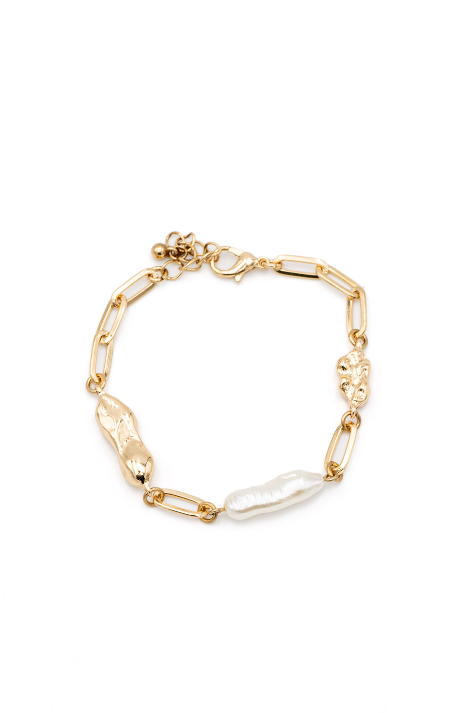 Abstract Faux Pearl Bracelet - Gold