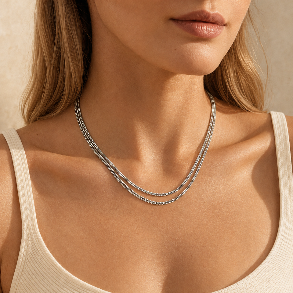 Longer Silver Snake Chain Necklace