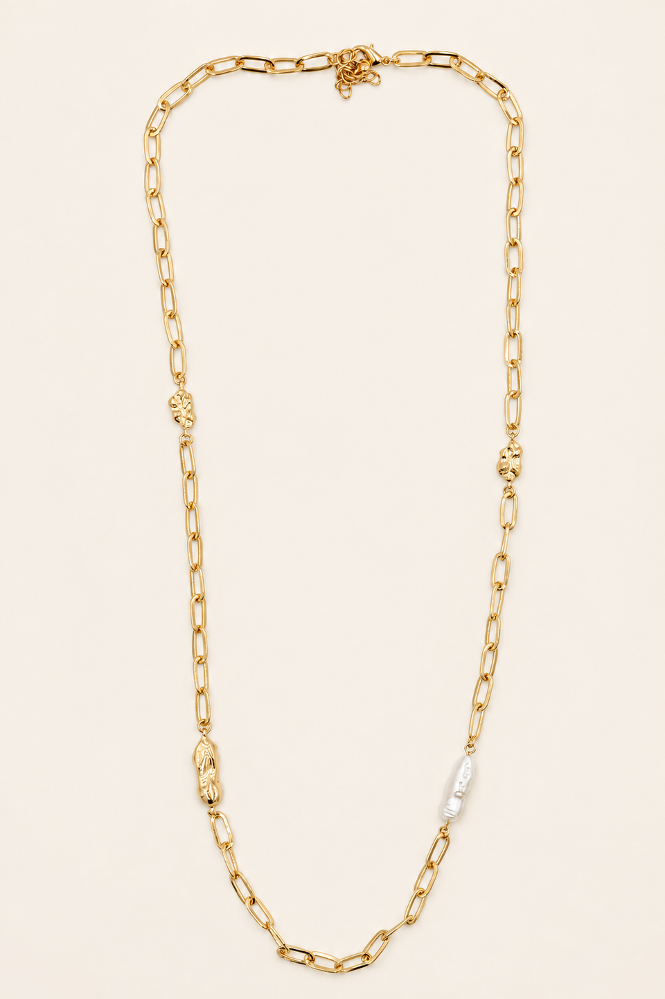 Freshwater Pearl Gold Link Necklace