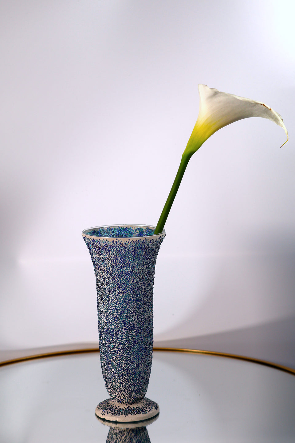 Speckled Blue Tall Vase