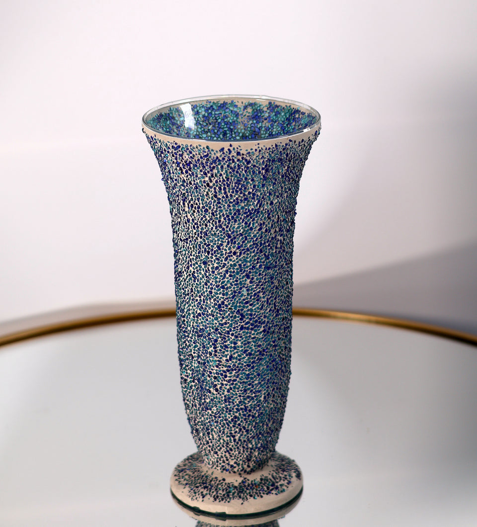 Speckled Blue Tall Vase