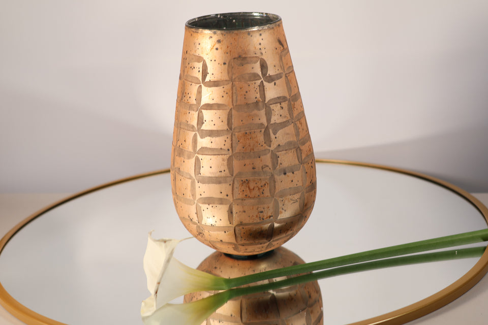 Copper-Tone Glass Vase