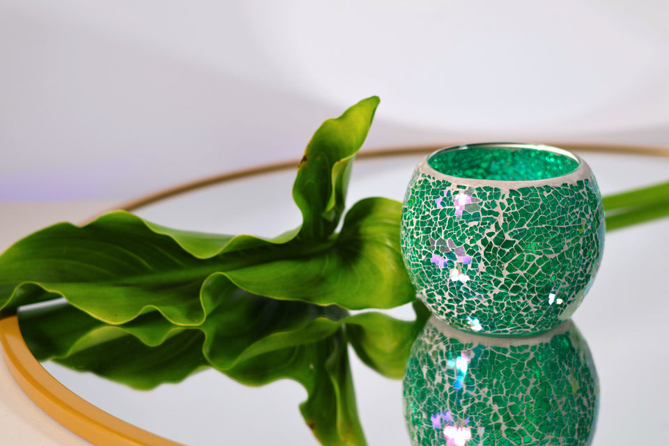 Green Sea Shattered Glass Vase (Small)