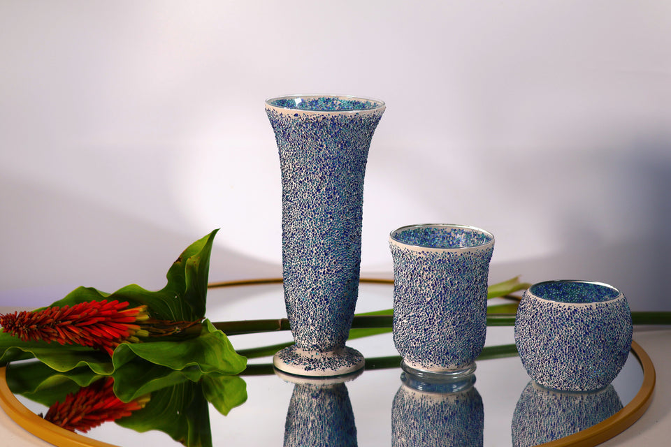 Speckled Blue Tall Vase