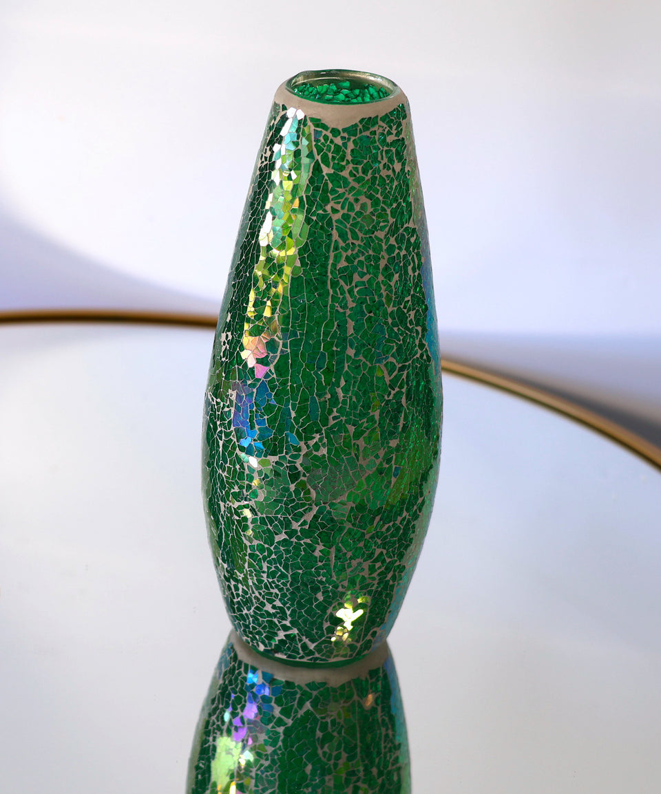 Green Sea Shattered Glass Vase