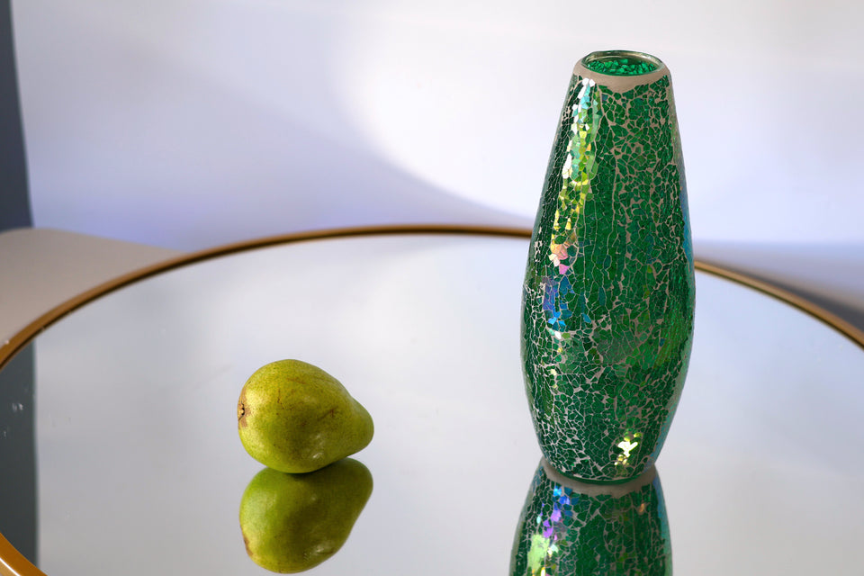 Green Sea Shattered Glass Vase