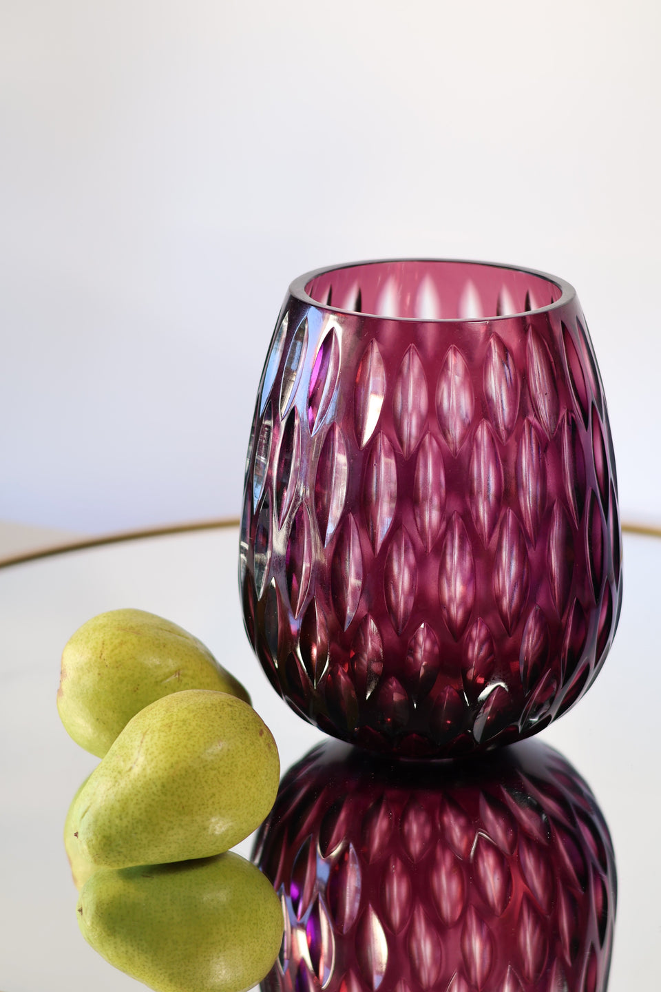 Purple Oval Glass Flower Vase