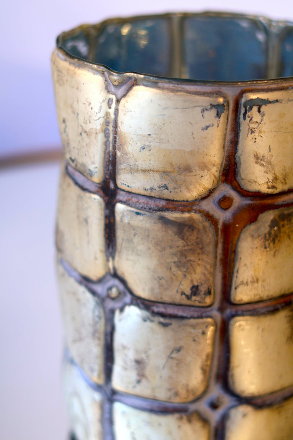 Copper-Tone Vase with Ceramic Effect