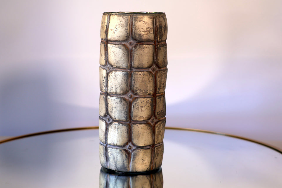 Tall Copper-Tone Glass Vase with Ceramic Effect