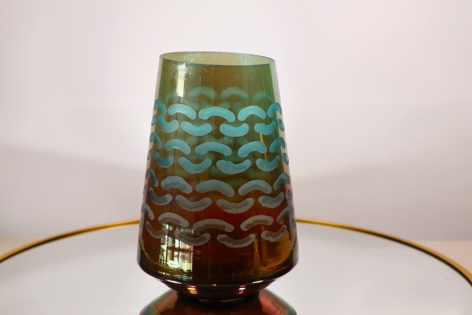 Tall Iridescent Oval Vase