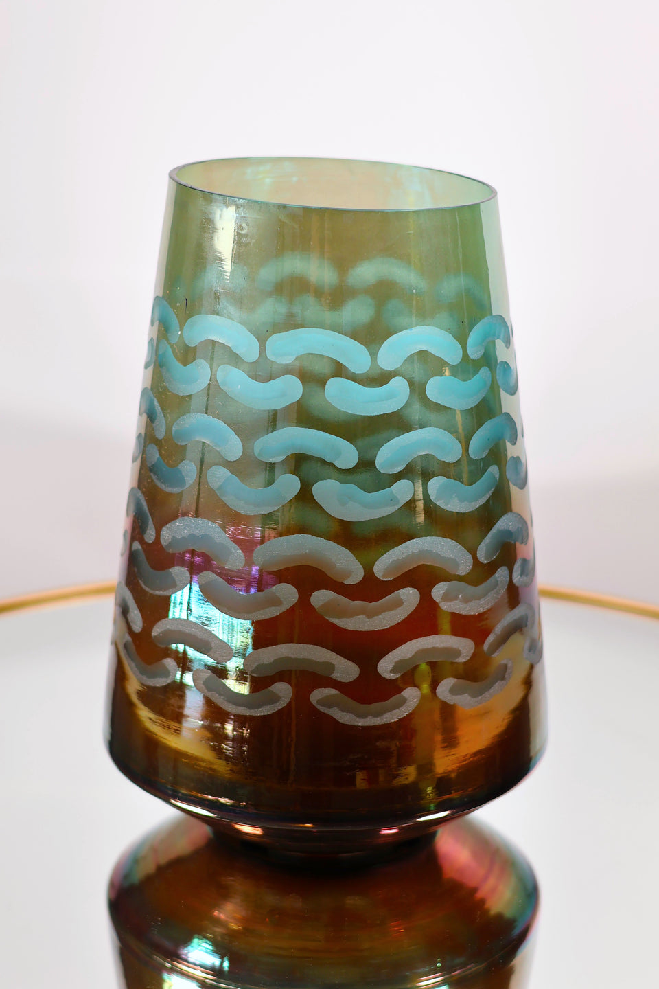 Tall Iridescent Oval Vase