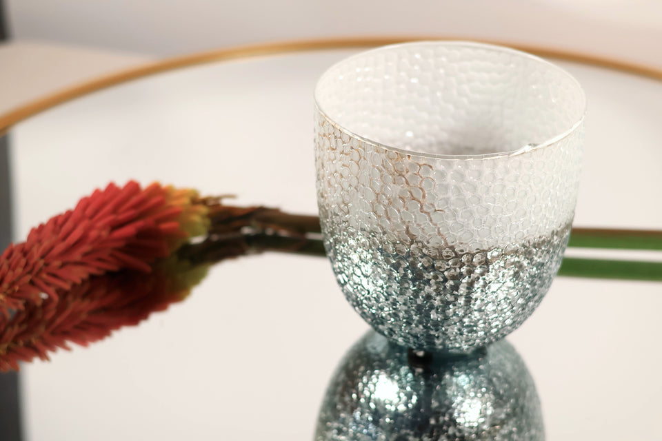 Small Two-Tone Silver White Vase