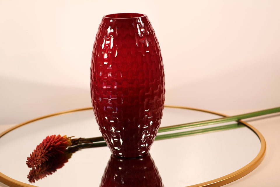 Burgundy Oval Flower Vase