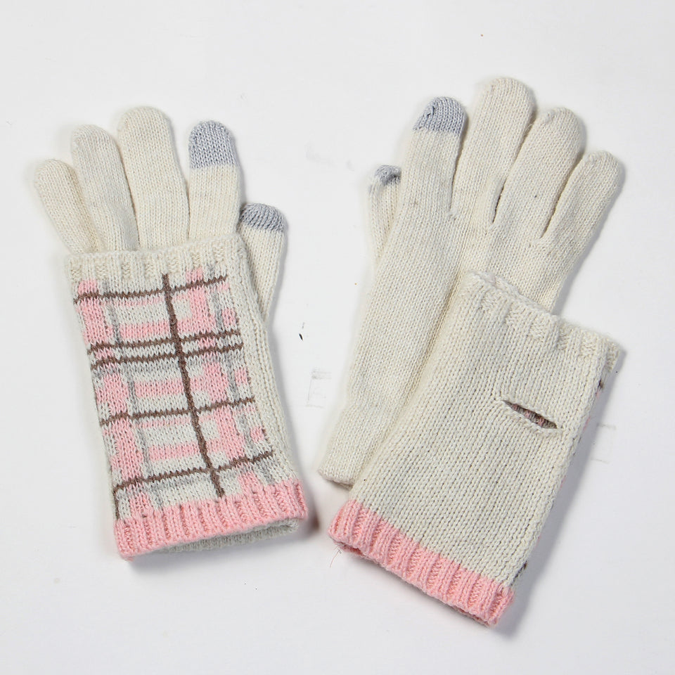 Pink & White Winter Gloves