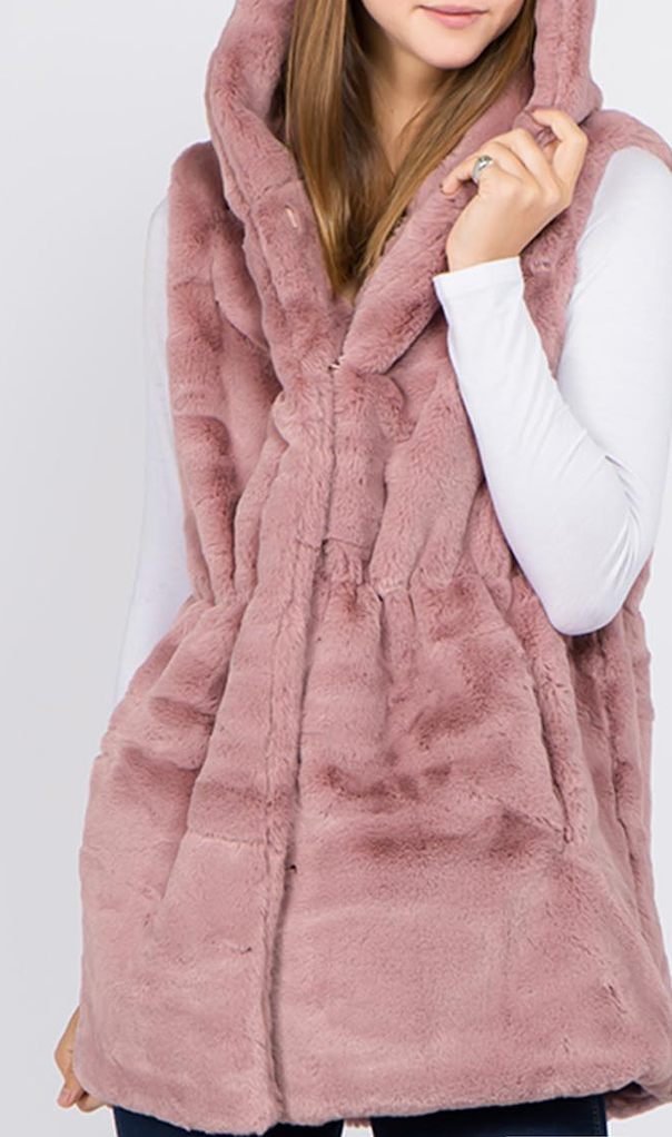 Soft Pink Faux Fur Vest