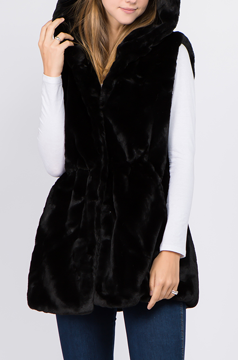 Black Faux Fur Vest