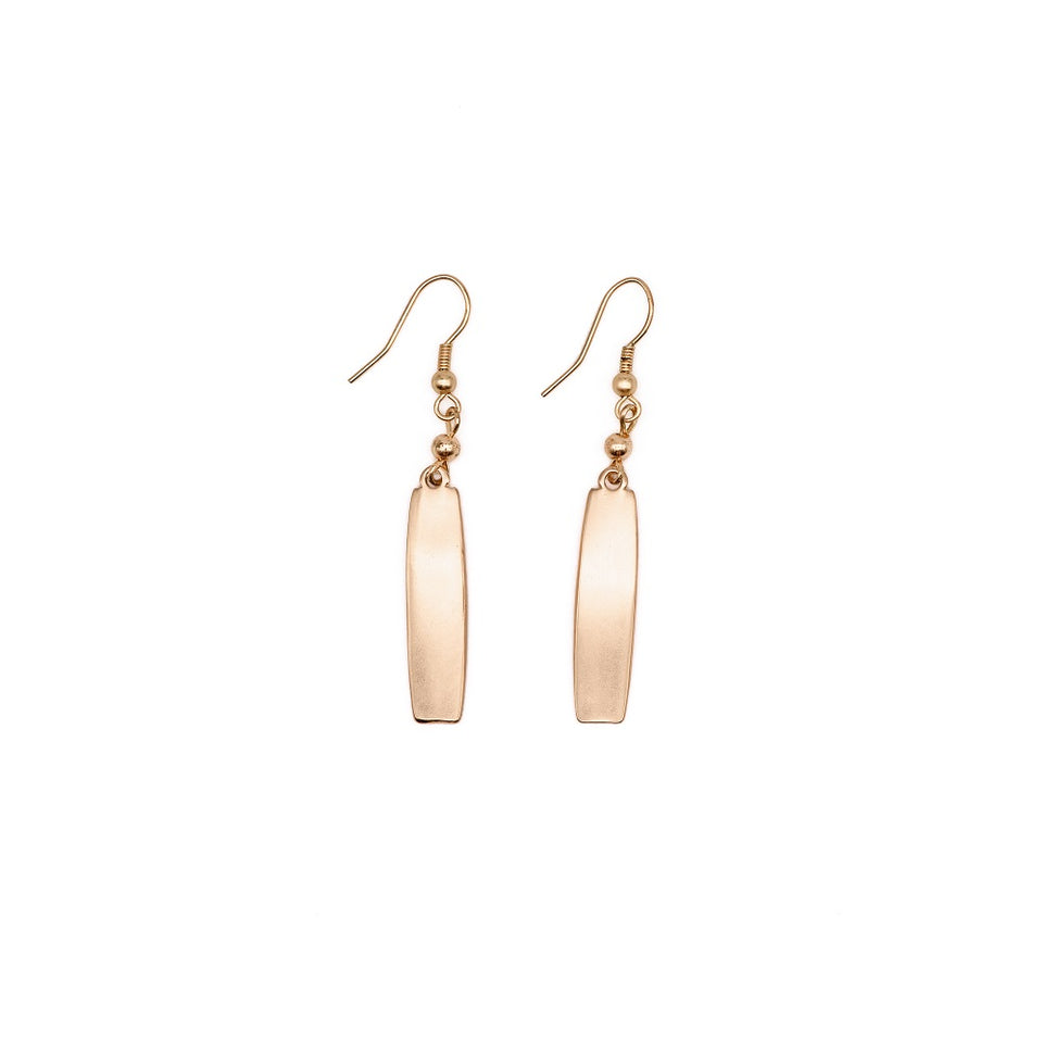 Rectangular Matte Gold-Plated Earring