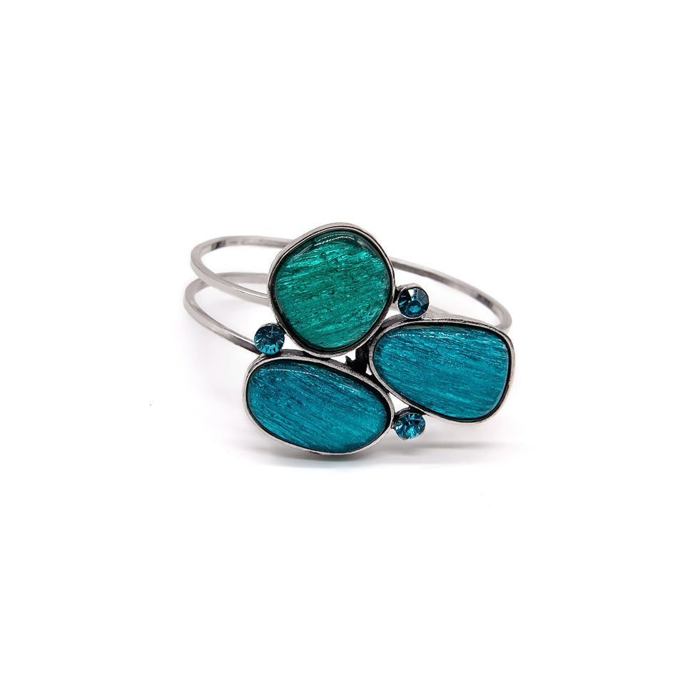 Turquoise & Silver Hinge Bracelet