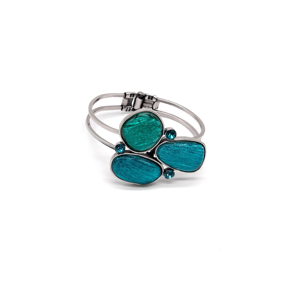 Turquoise & Silver Hinge Bracelet