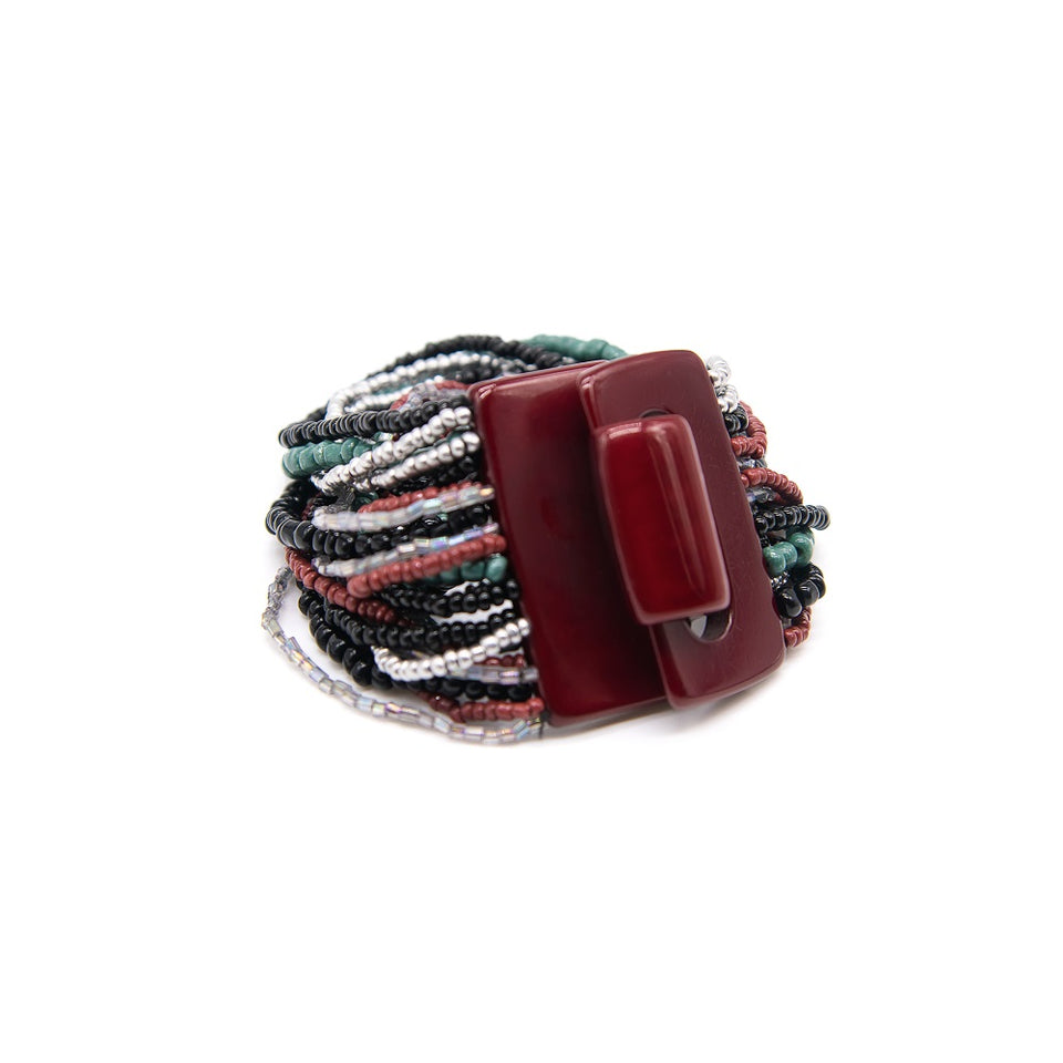 Dark Stretch Bead Clasp Bracelet